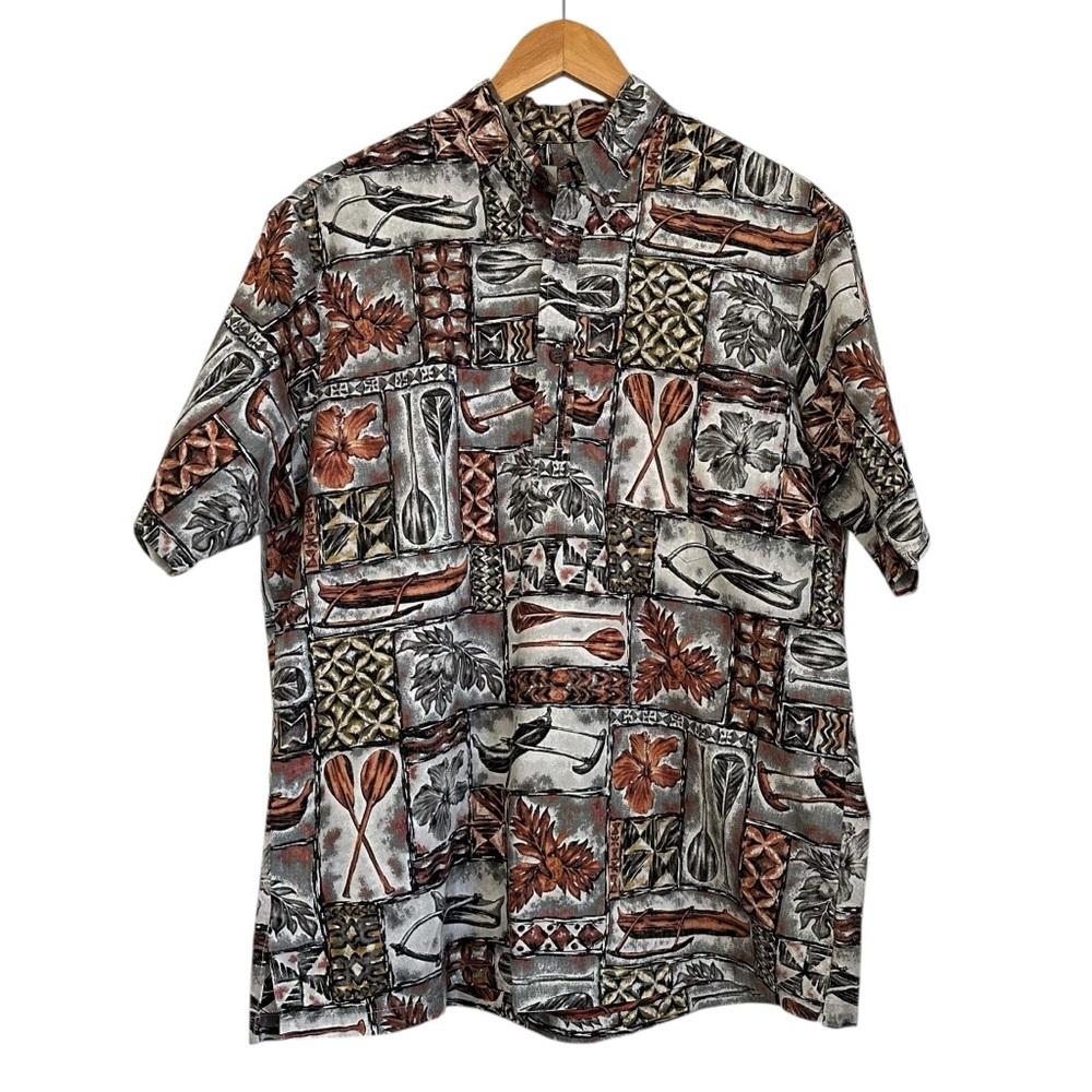Bishop St Apparel Mens Hawaiian Print Pullover Shirt Sz Med Short Sleeve Aloha
